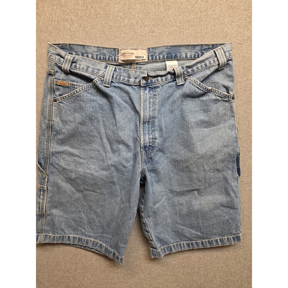 Vintage Levi Strauss Signature Mens Carpenter‎ Shorts Light Wash Denim Blue W38